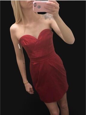 bebe vintage Strapless Red Sweetheart Cocktail Dress with pockets